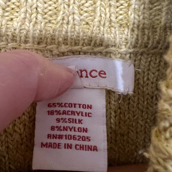 Sundance Women’s Sweater M Ribbed Turtleneck Cotton Silk Blend Yellow Spring - Picture 3 of 4